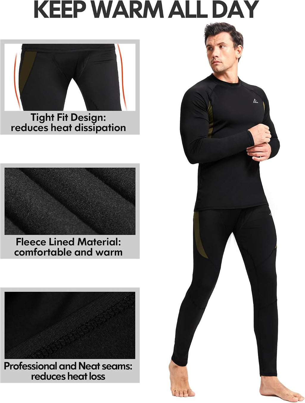 Mens Thermal Underwear Long Johns Base Layer Set Cold Weather 1/2/3 Pack