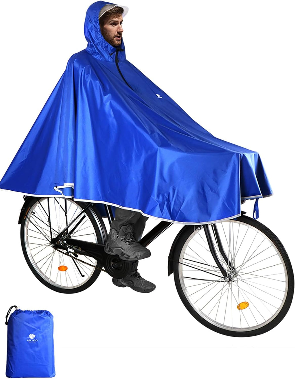 ANYOO Waterproof Rain Poncho Bike Bicycle Rain Capes Lightweight for Adults