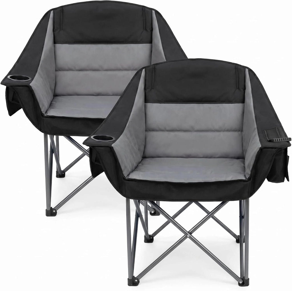 2 Pack Oversized Camping Chair Heavy Duty Padded Lawn chair Support 500 lbs