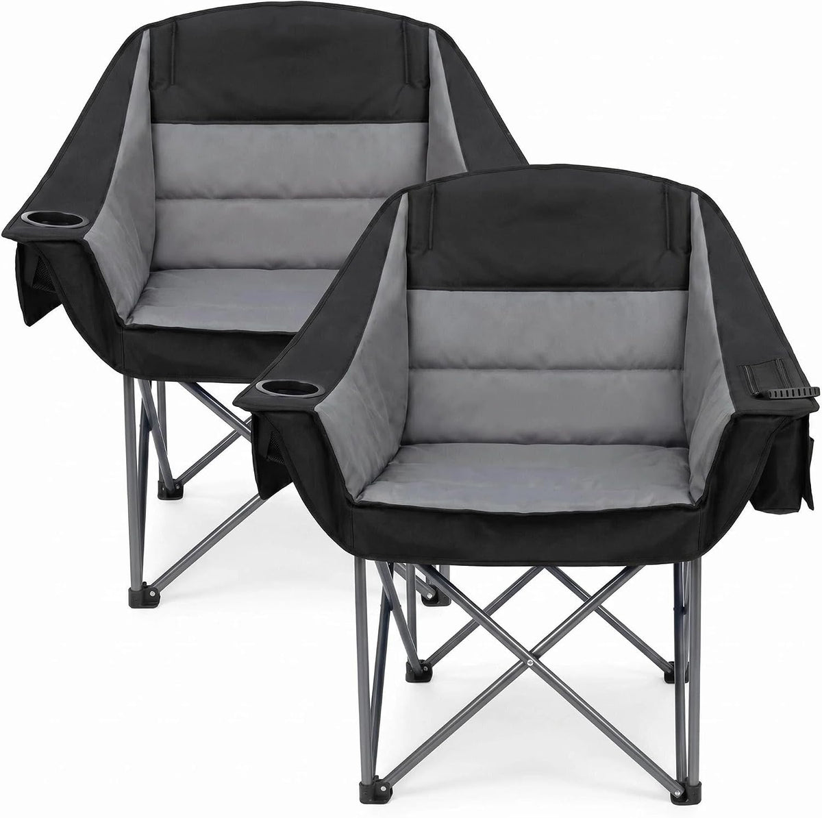 2 Pack Oversized Camping Chair Heavy Duty Padded Lawn chair Support 500 lbs