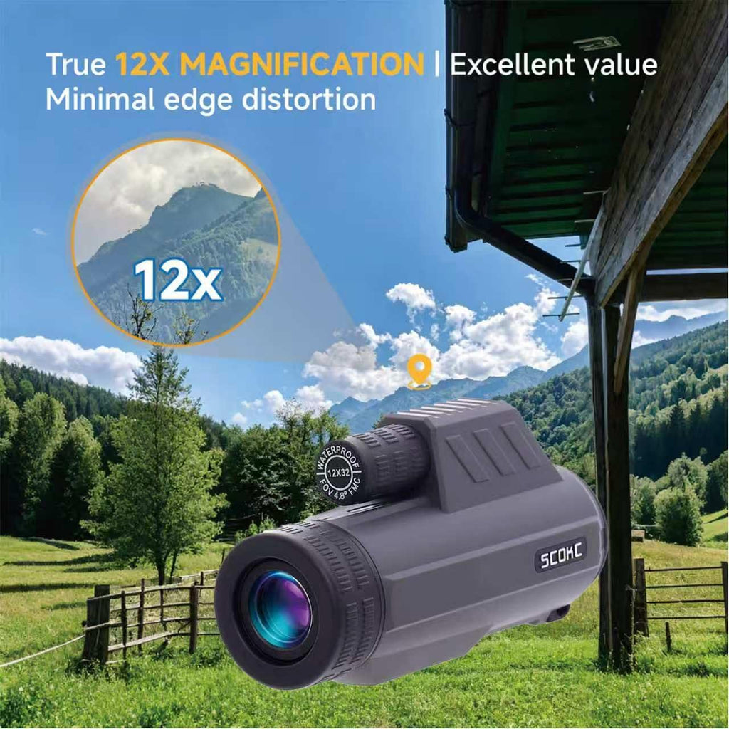12x32 Monocular Telescope,Compact Waterproof Fogproof for Bird Watching