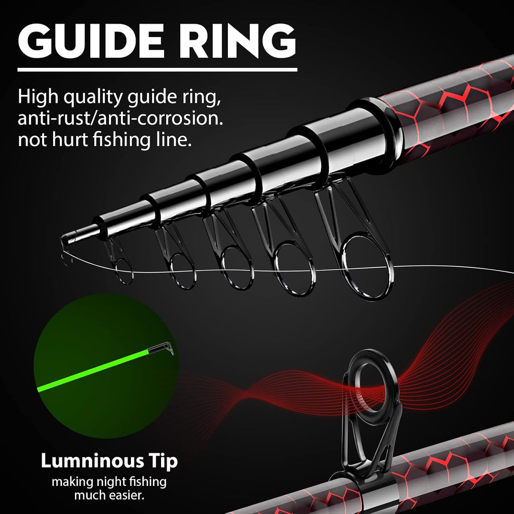 QudraKast Fishing Rod and Reel Combos, Carbon Fiber Telescopic Fishing Pole
