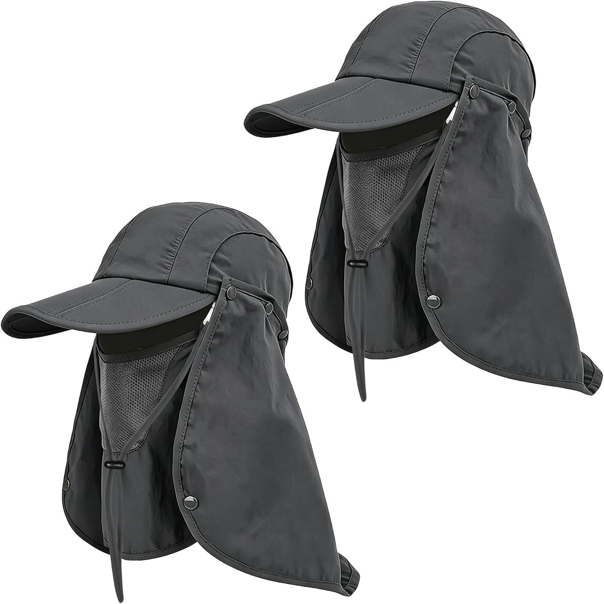 2Pack Men’s Foldable Sun Hat with Removable Face Mask & Neck Flap, UPF 50+ UV Protection, Quick-Drying Outdoor Fishing Cap