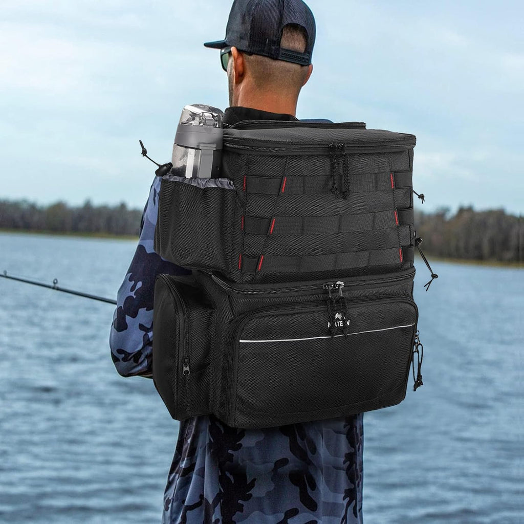 MATEIN Fishing Backpack, Tackle Storage Bag with Rod Holders & Cooler