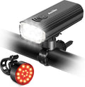 Ascher Ultra Bright USB Rechargeable Bike Light Set, Powerful Bicycle Front Headlight and Back Taillight, 4 Light Modes, Easy to Install for Men Women Kids Road Mountain Cycling