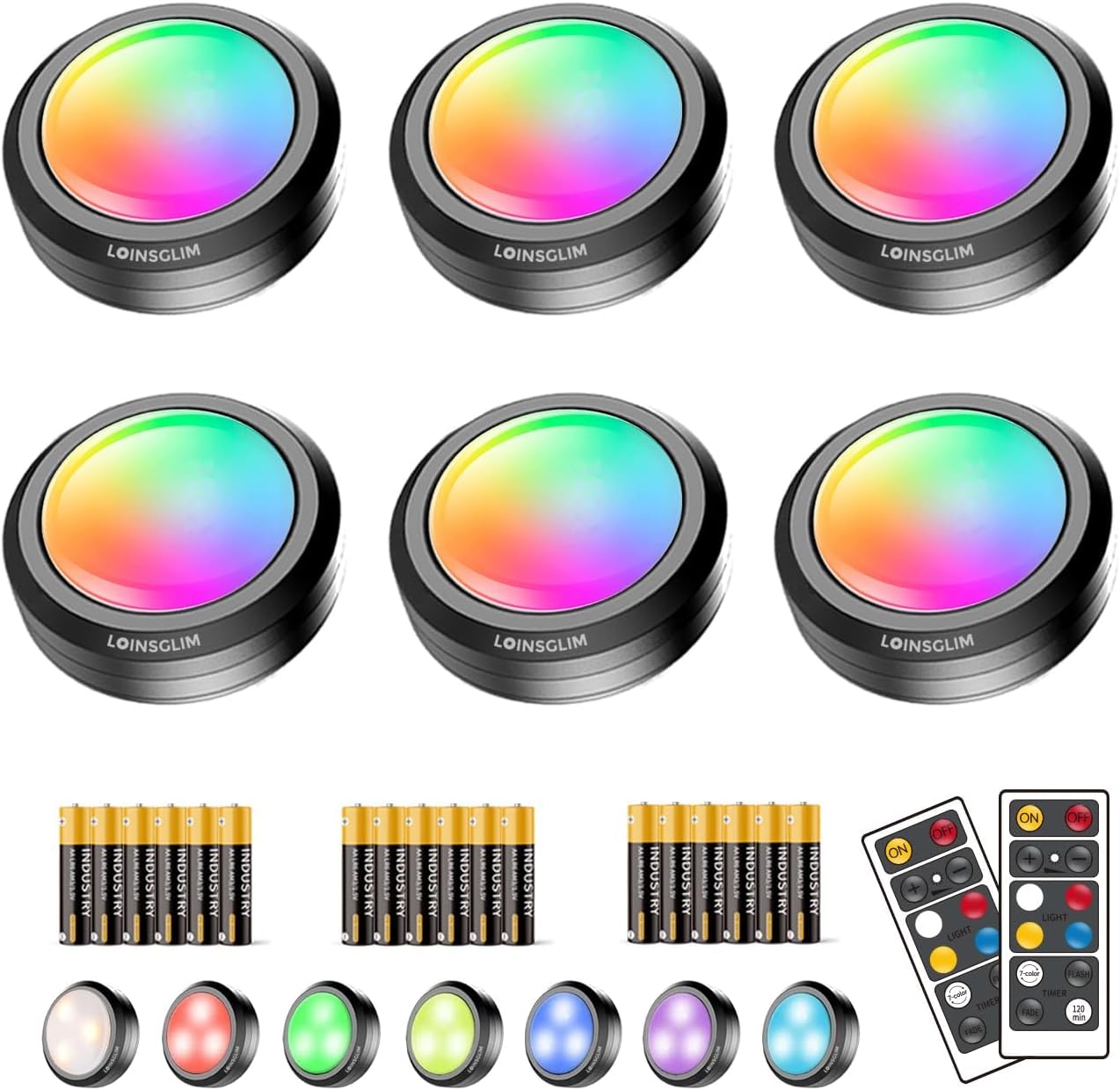 Puck Lights with Remote, Wireless LED Puck Light for Kitchen,Battery Operated Under Cabinet Lights, Under Counter Lighting Dimmable, Stick On Lights for Kitchen Shelf Counter Black (4pack)