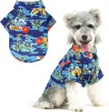 KOOLTAIL Dog Hawaiian Shirt, Dog Summer Clothes with Leash D-Ring for Medium Large Dogs, Floral Cool Beach Puppy Shirts with Sun Protection,Breathable Soft Pet Outfit Indoor&Outdoor Boy&Girl, Blue L