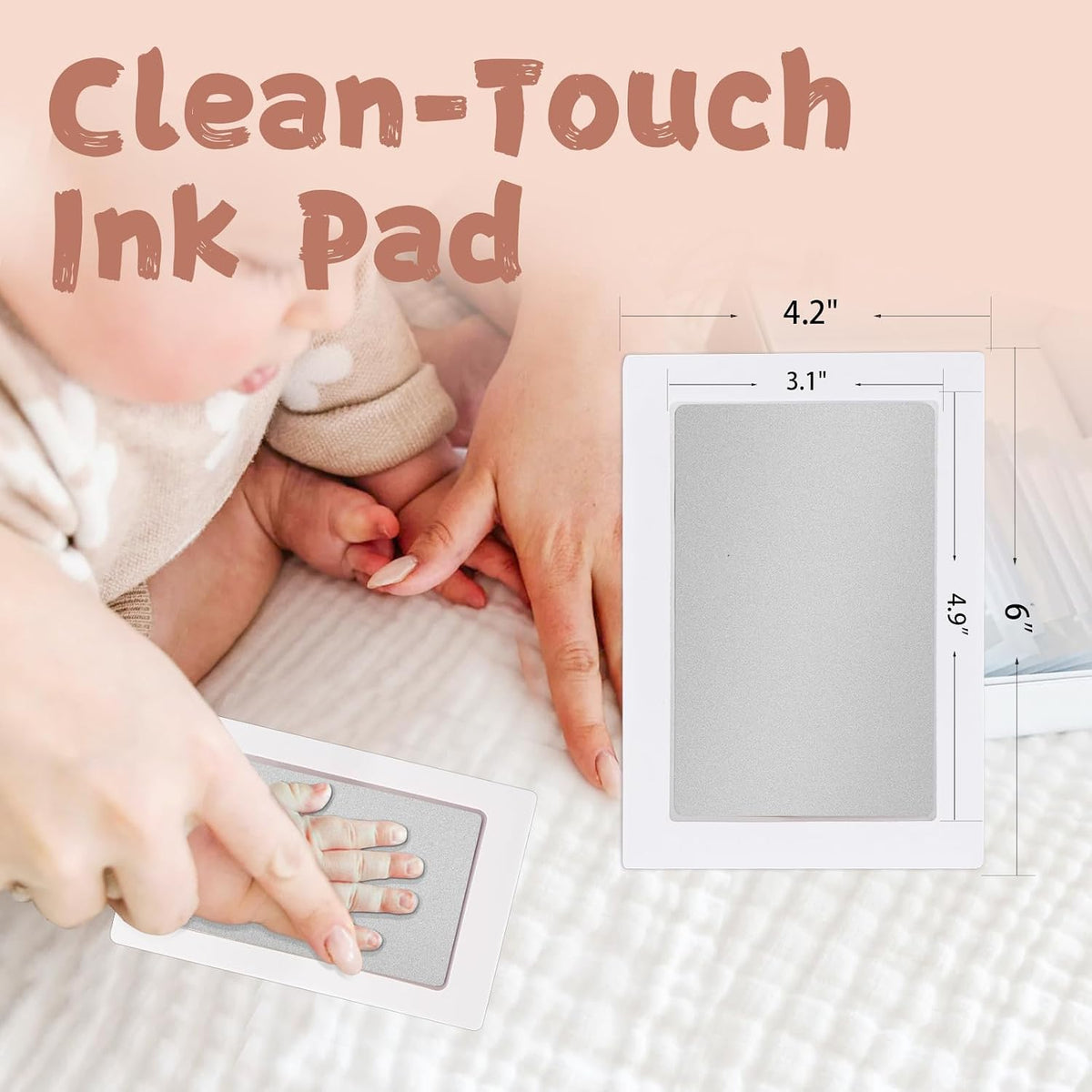 Inkless Baby Hand and Footprint Kit,Clean-Touch Ink Pads