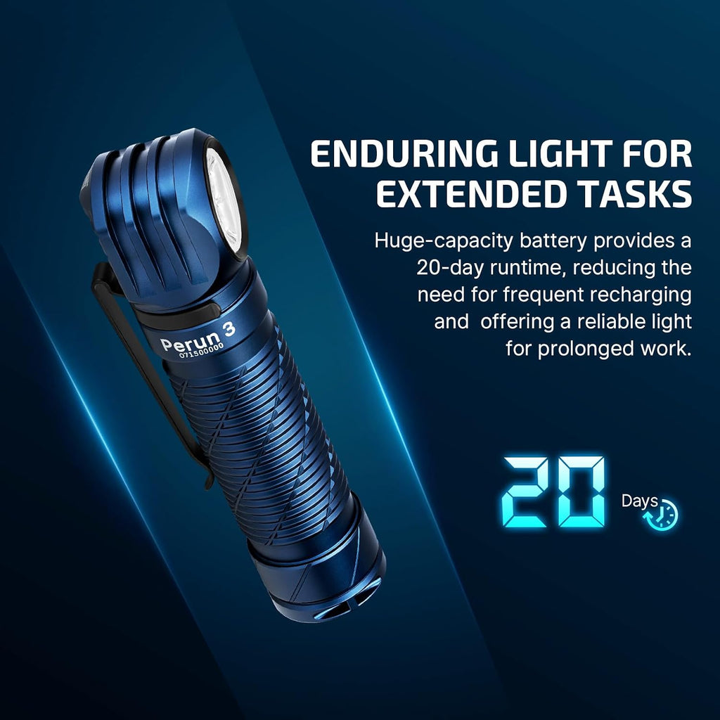 OLIGHT Perun 3 Headlamp Rechargeable, Red Light, Waterproof, Midnight Blue