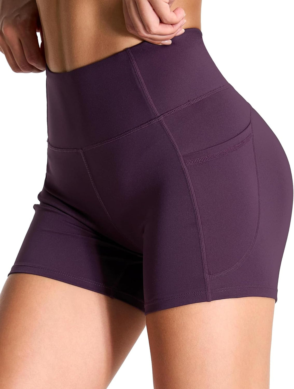 THE GYM PEOPLE High Waist Yoga Shorts for Women's Tummy Control Fitness Athletic Workout Running Shorts with Deep Pockets