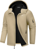 WULFUL Men's Lightweight Softshell Jacket Warm Fleece Lined Windbreaker Waterproof Soft Shell for Outdoor Hiking
