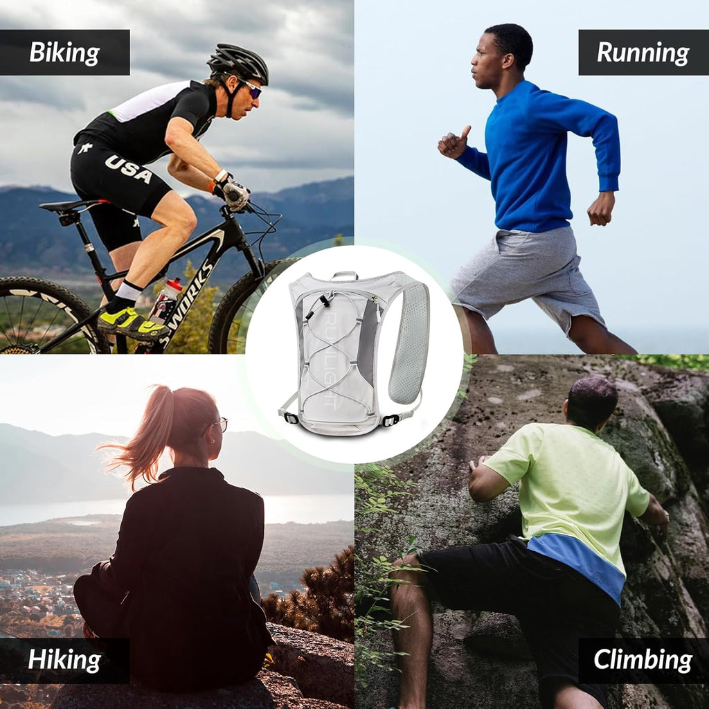 Runlight Running Vest for Women Men, Adjustable Hydration Backpack Breathable Reflective with 1.5L Water Bladder for Hiking, Trail, Running, Marathons, Cycling