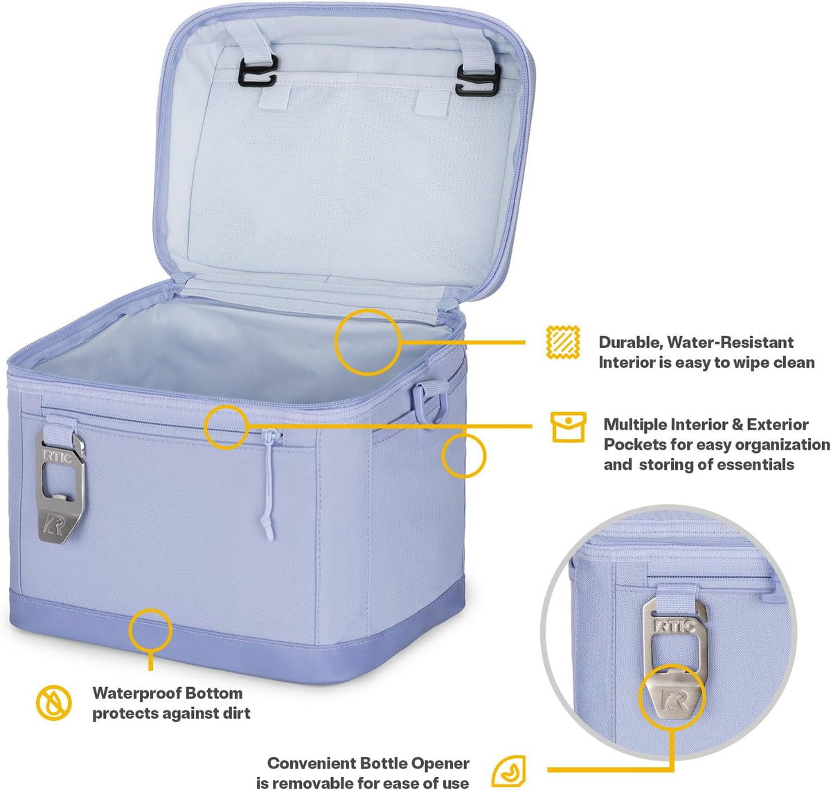 RTIC Everyday Cooler, Soft Sided Portable Insulated Cooling for Lunch, Beach, Drink, Beverage, Travel, Camping, Picnic, for Men and Women
