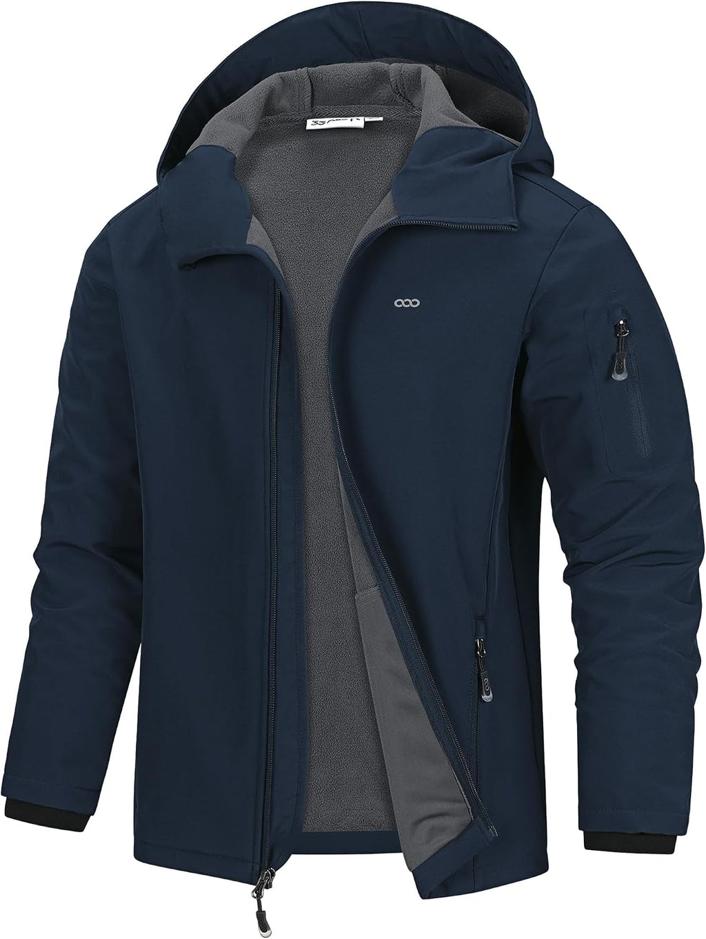 33,000ft Men's Hooded Fleece Lined Rain Shell Jacket Waterproof Lightweight