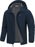33,000ft Men's Hooded Fleece Lined Rain Shell Jacket Waterproof Lightweight