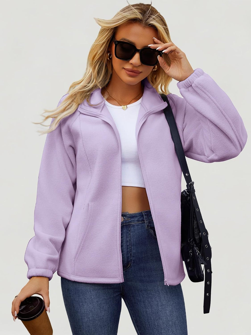 UEAL Womens Zip Up Fleece Jacket