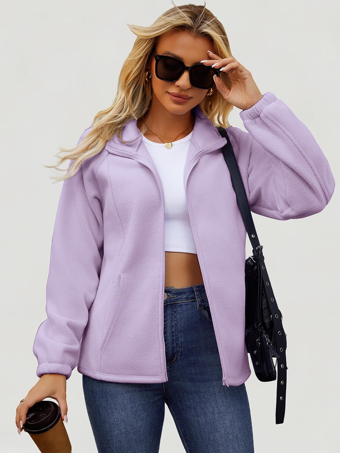 UEAL Womens Zip Up Fleece Jacket