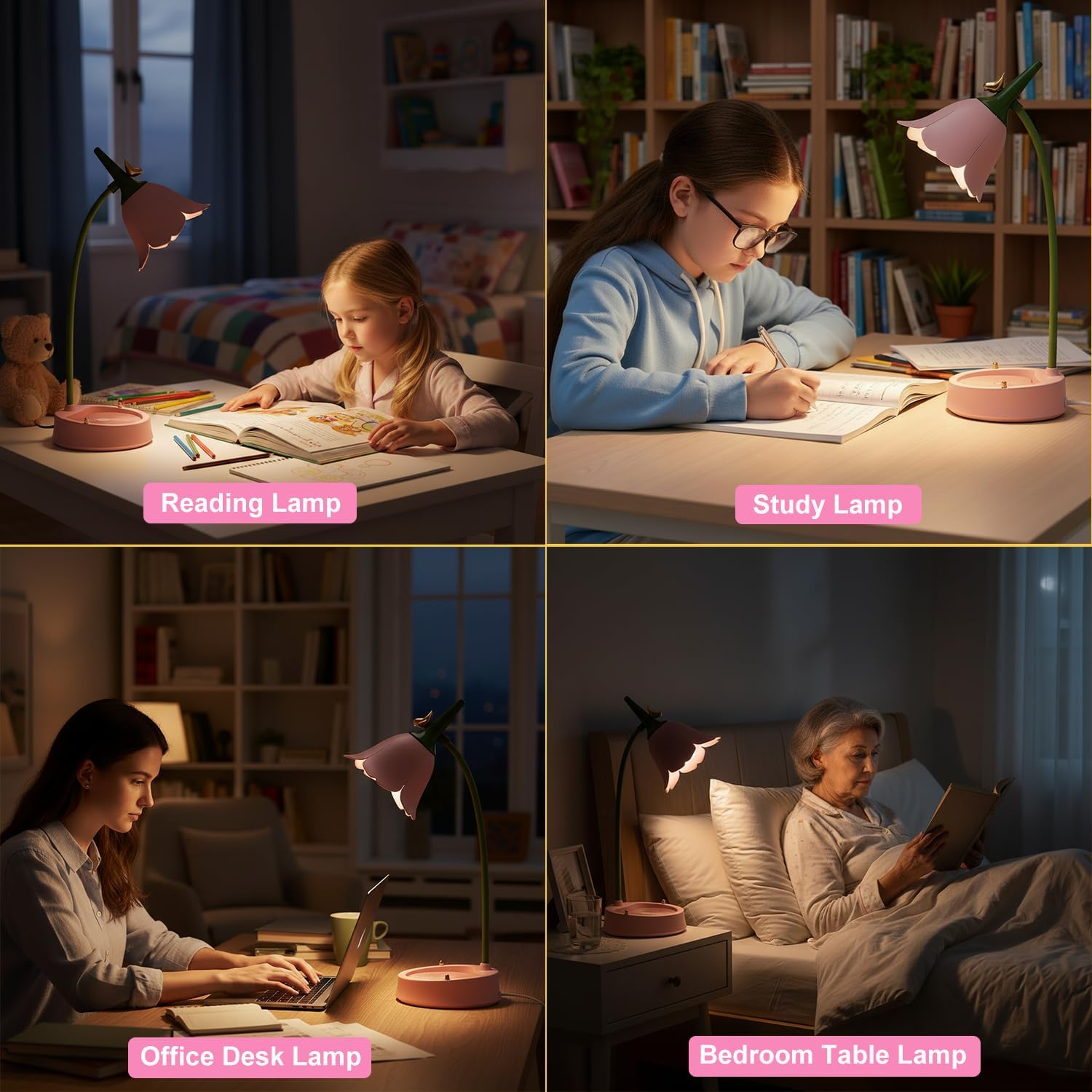 magical JD LED Desk Lamp Cordless Table Light Adjustable Gooseneck Dimmable Touch Rechargeable Battery Eye-Caring Night Light for Kids,Mini Cute Lamp for College Dorm Bedroom Reading