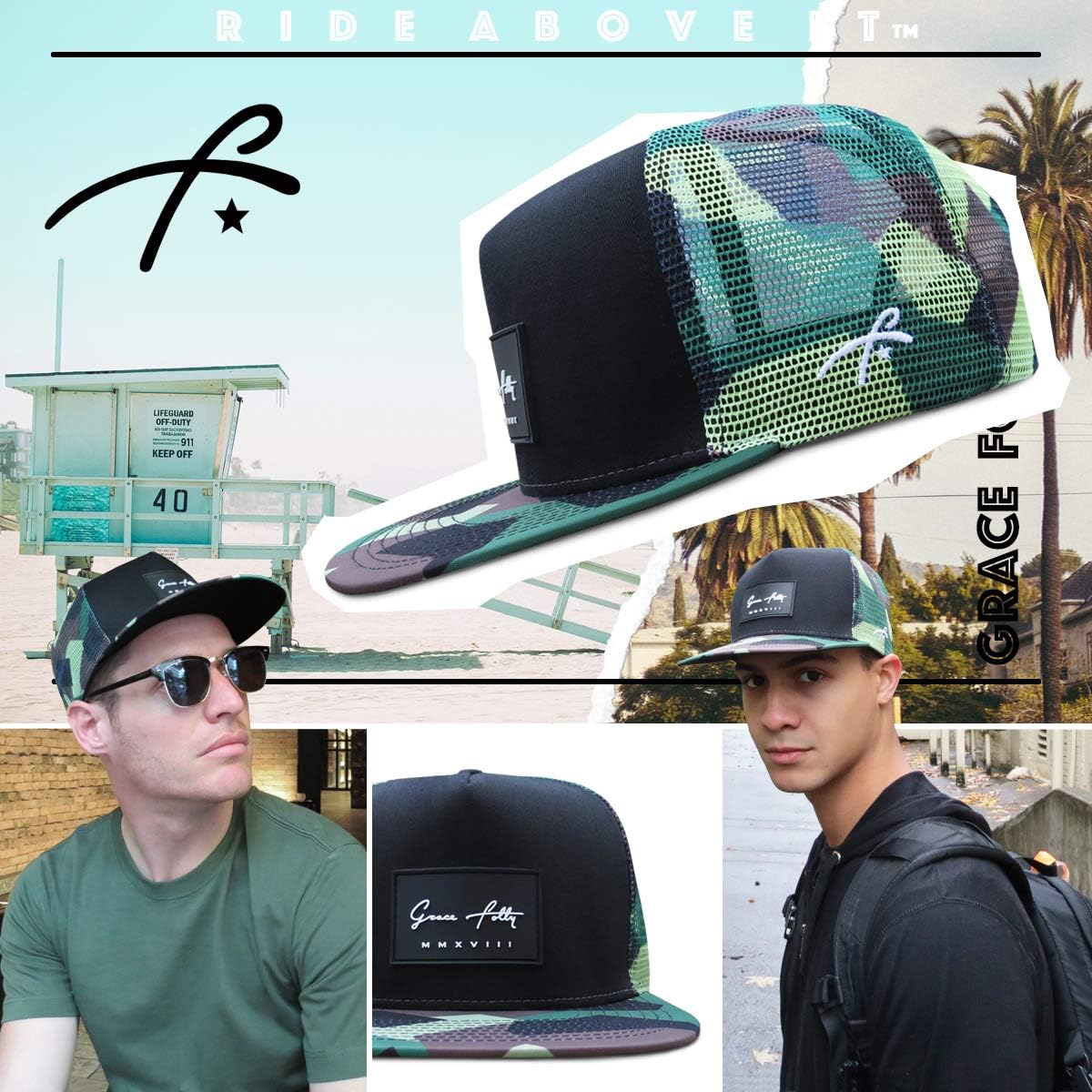 Grace Folly Trucker Hat for Men & Women. Snapback Mesh Caps