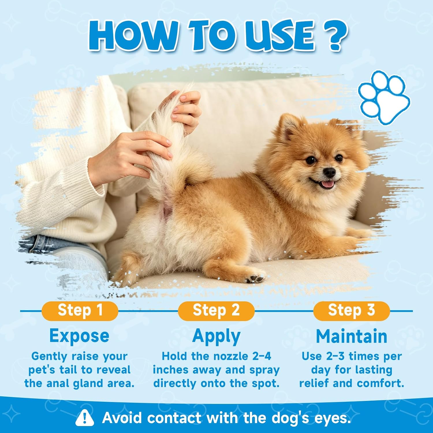 Dog Anal Gland Spray - 120ML Freshens & Removes Odors, Stops Scooting