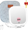 FASCINATE 7" Rechargeable Travel Makeup Mirror 30X Magnification (Felt)
