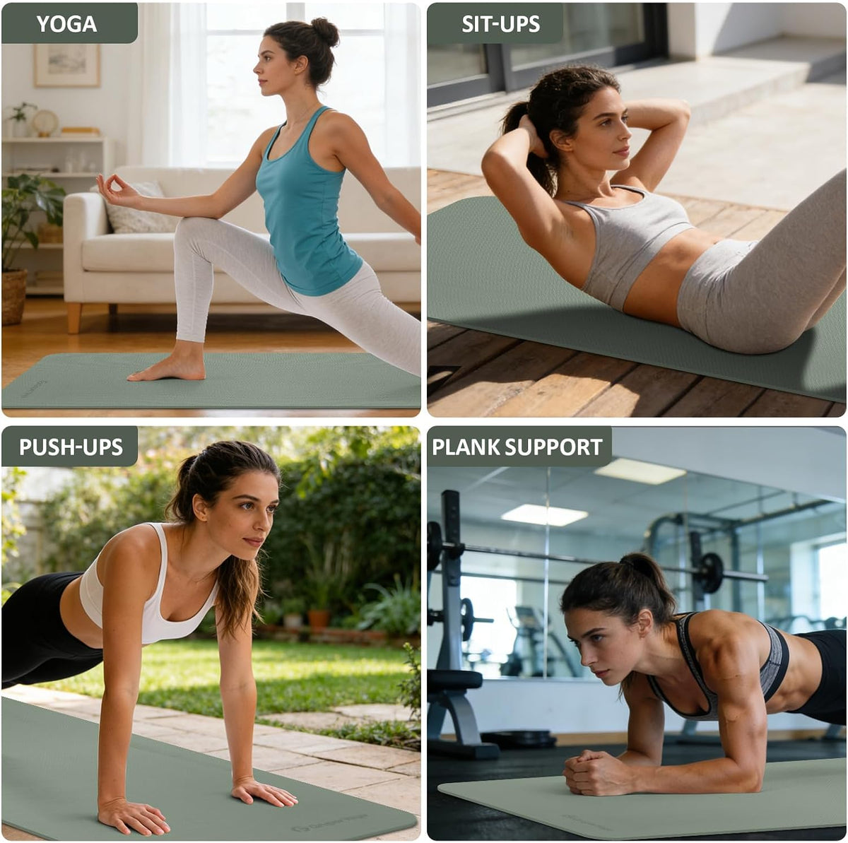 Gruper Yoga Mat Non Slip, Anti-Tear Workout Mat with Carrying Strap and Bag