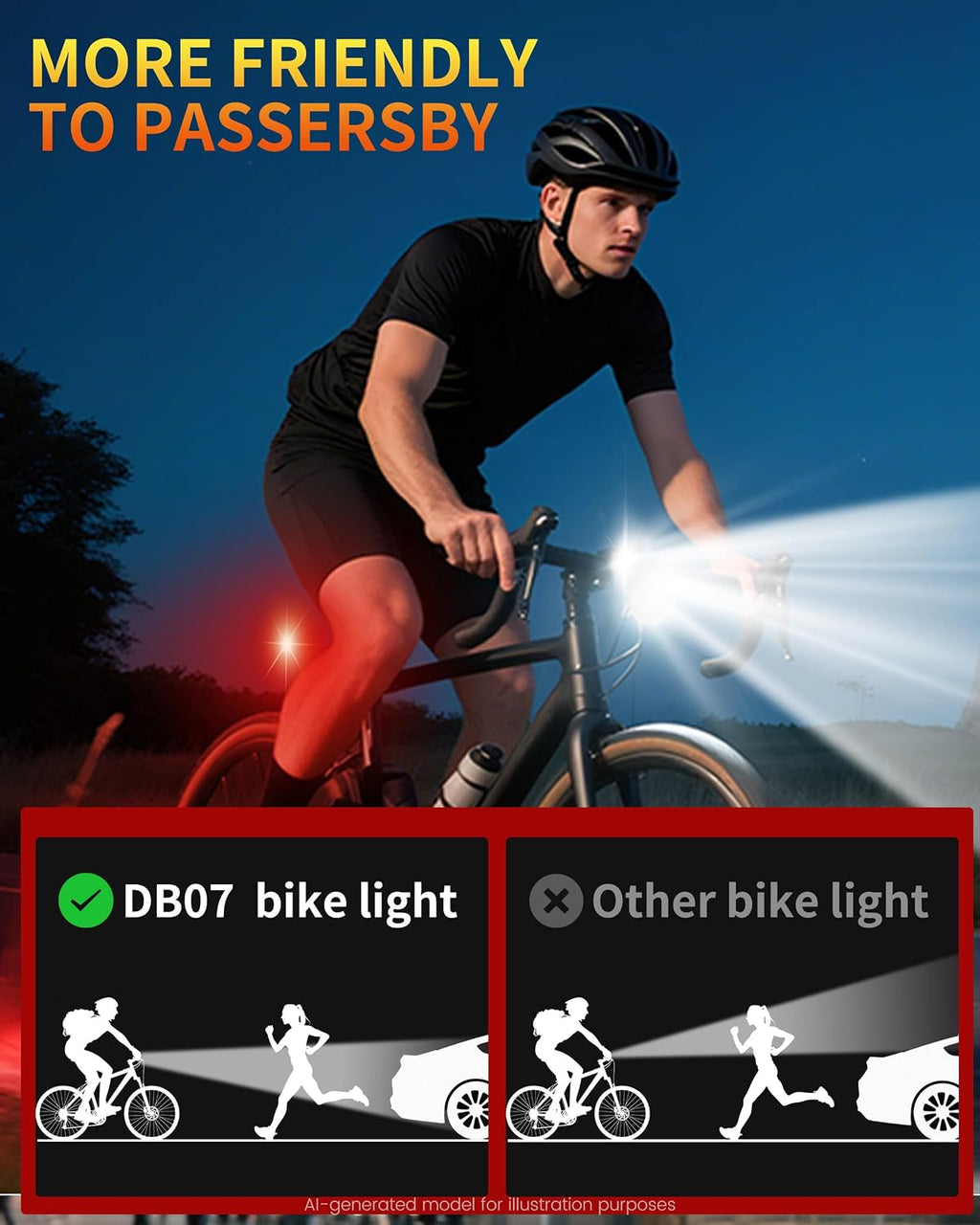 DARKBEAM Bike Lights for Night Riding USB-C Bicycle Lights Set 4+5 Modes