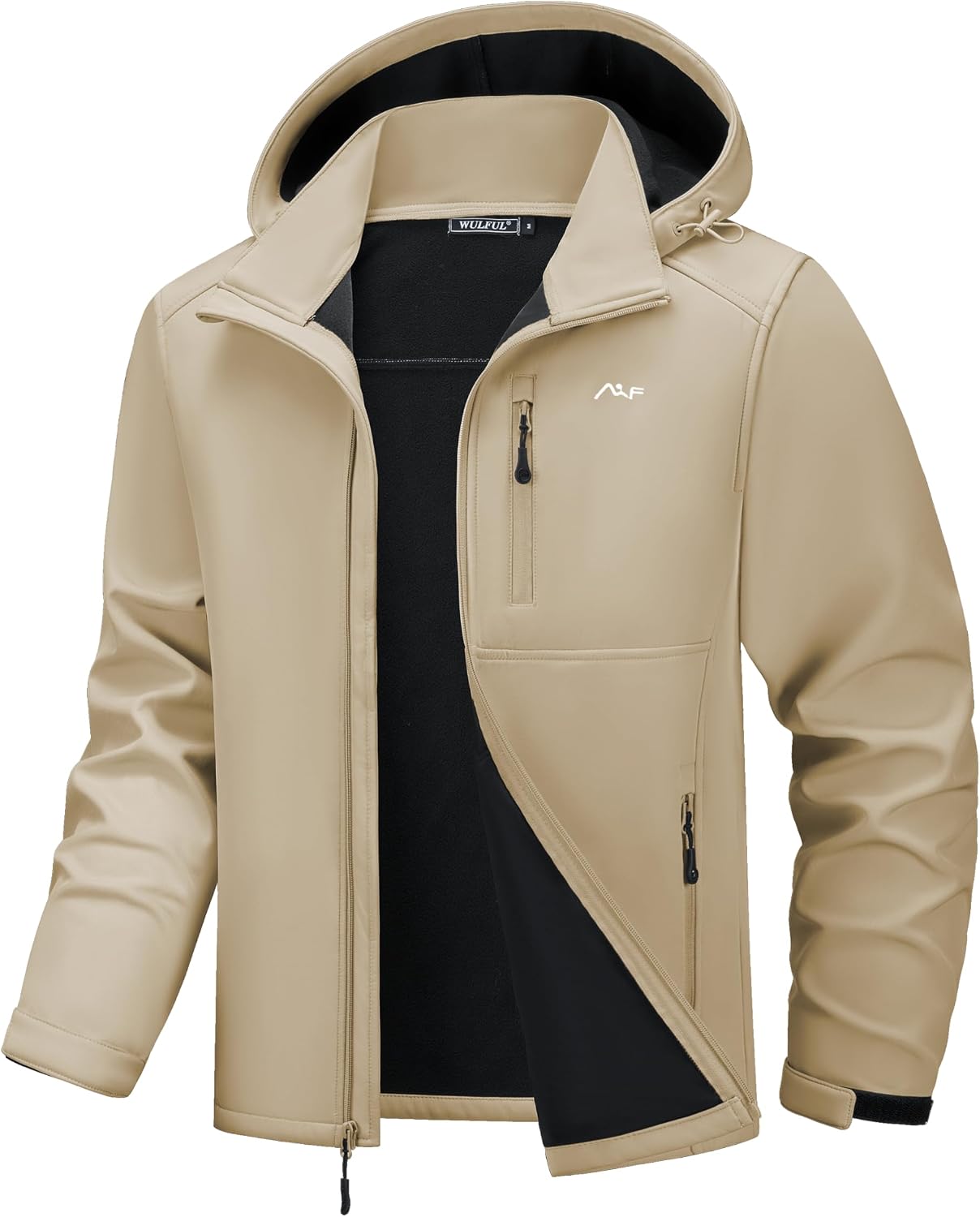 WULFUL Men's Softshell Jacket Waterproof Lightweight Insulated Windbreaker Fleece Lined Rain Shell Jacket for Hiking Travel