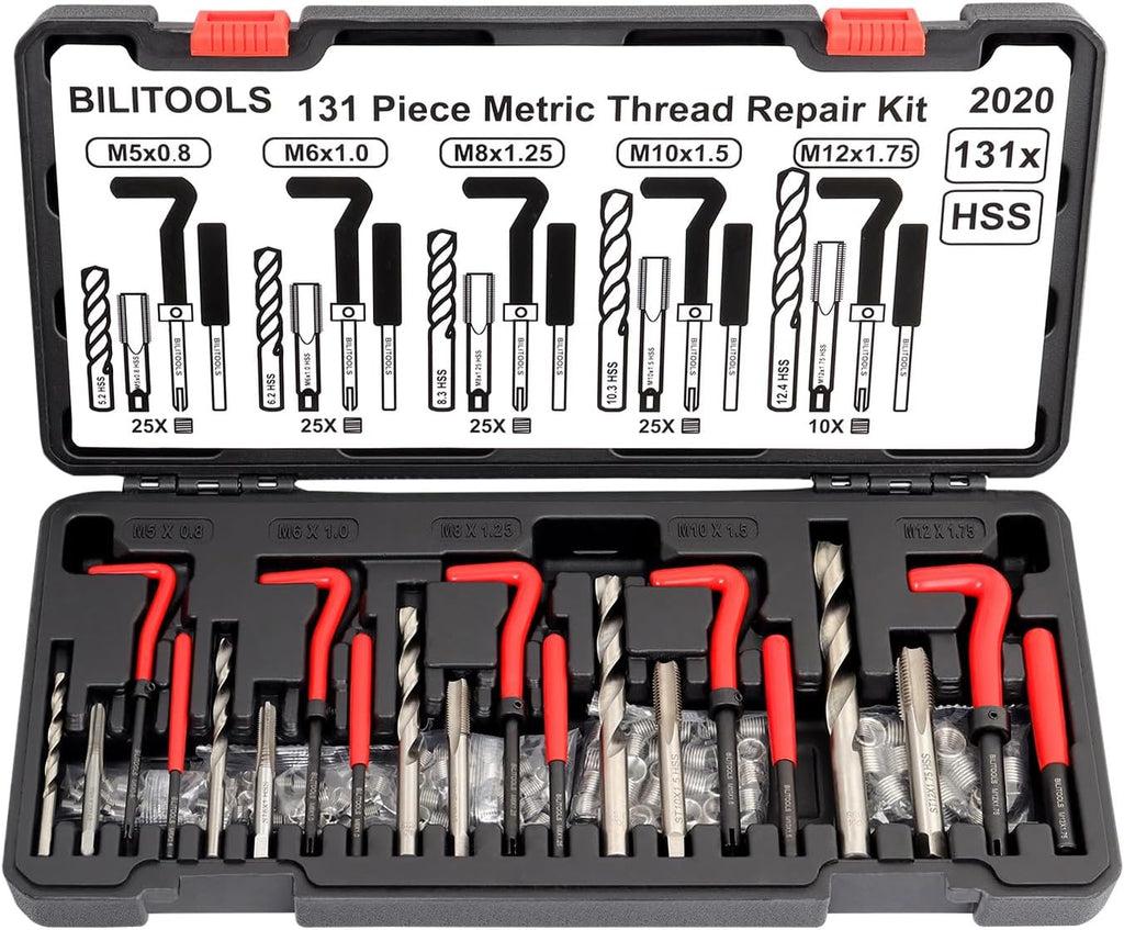 BILITOOLS M10x1.25 Thread Repair Kit, HSS Drill Helicoil Repair Kit Metric