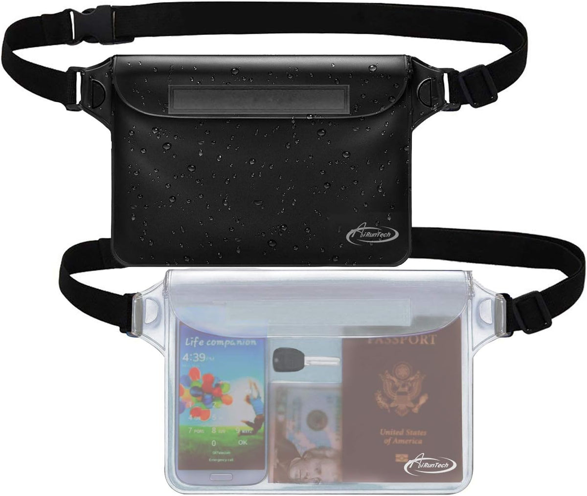 AiRunTech Clear Fanny Pack Waterproof,Beach Cruise Ship Essential Accessories Must Haves,Waterproof Pouch for Phone Passport Wallet Purse with Waist Strap