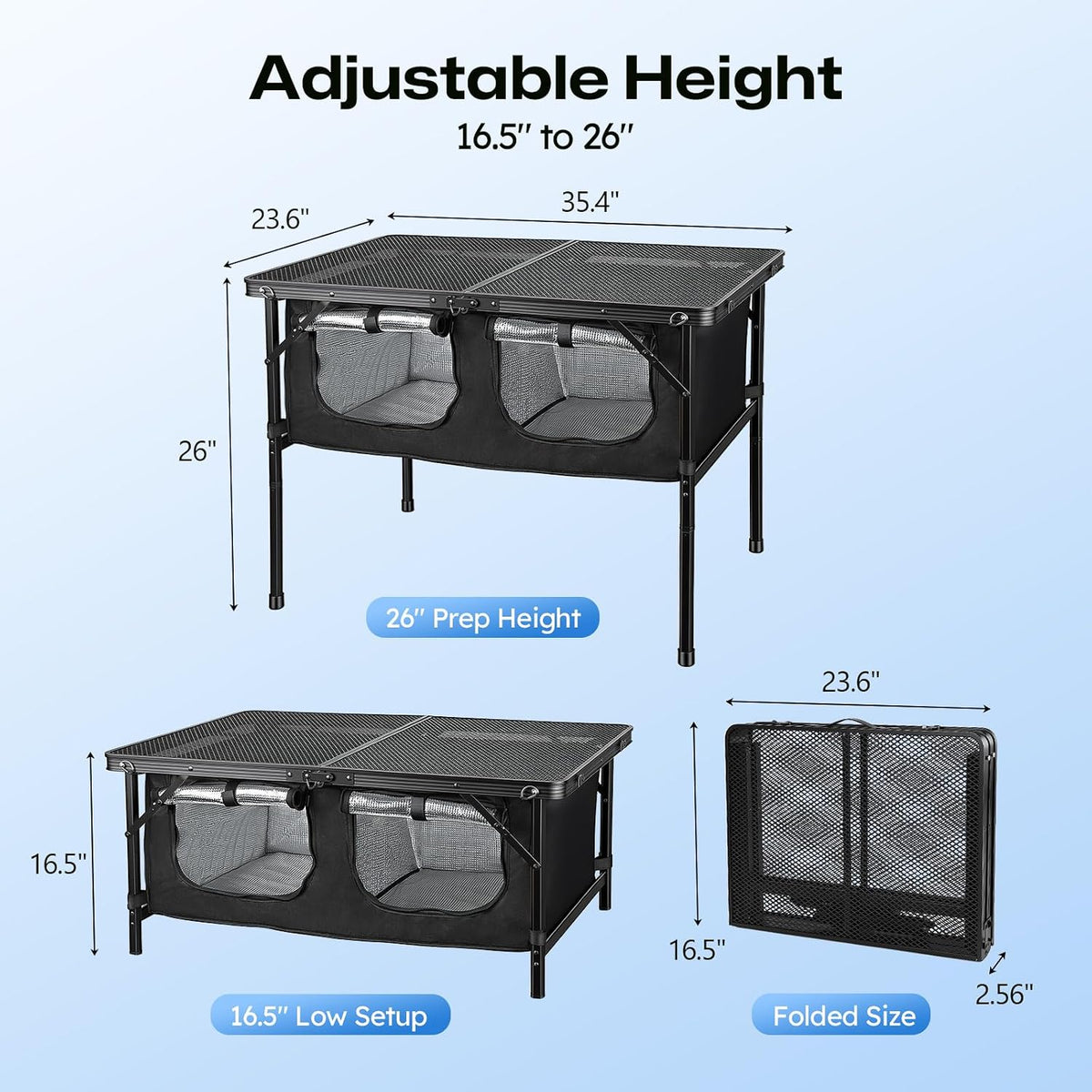 Folding Camping Table with Storage and Insulated Cooler Bag