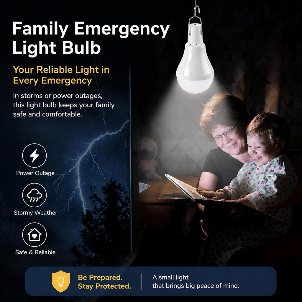 Solar Light Bulbs, Rechargeable Lights for Indoor & Outdoor Use, 2-Pack