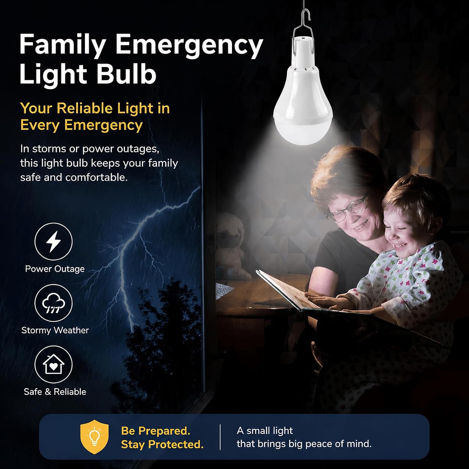 Solar Light Bulbs, Rechargeable Lights for Indoor & Outdoor Use, 2-Pack