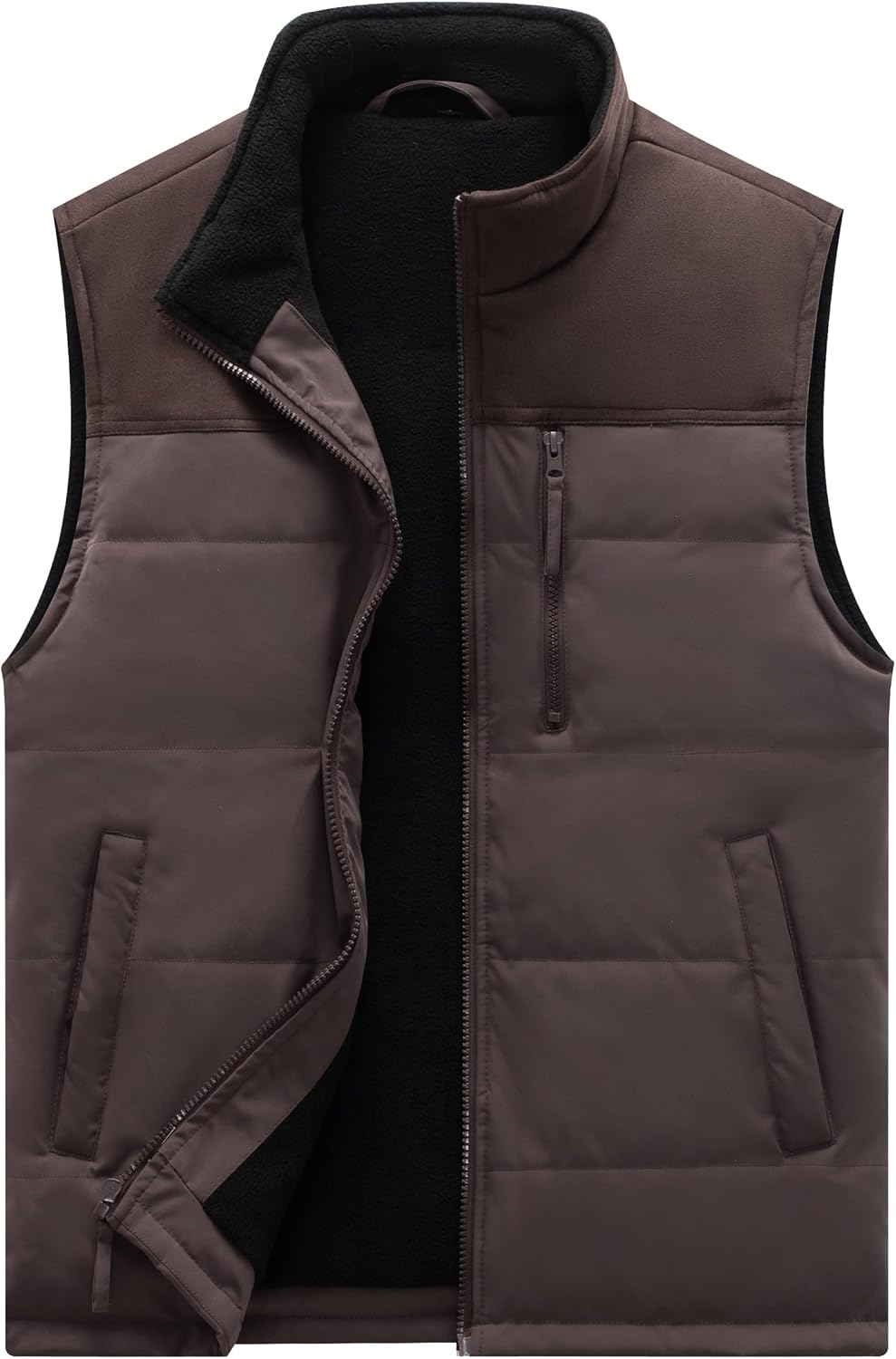 VtuAOL Men's Casual Fleece Lined Vest Outdoor Lightweight Vest Sleeveless Jacket for Travel Hiking