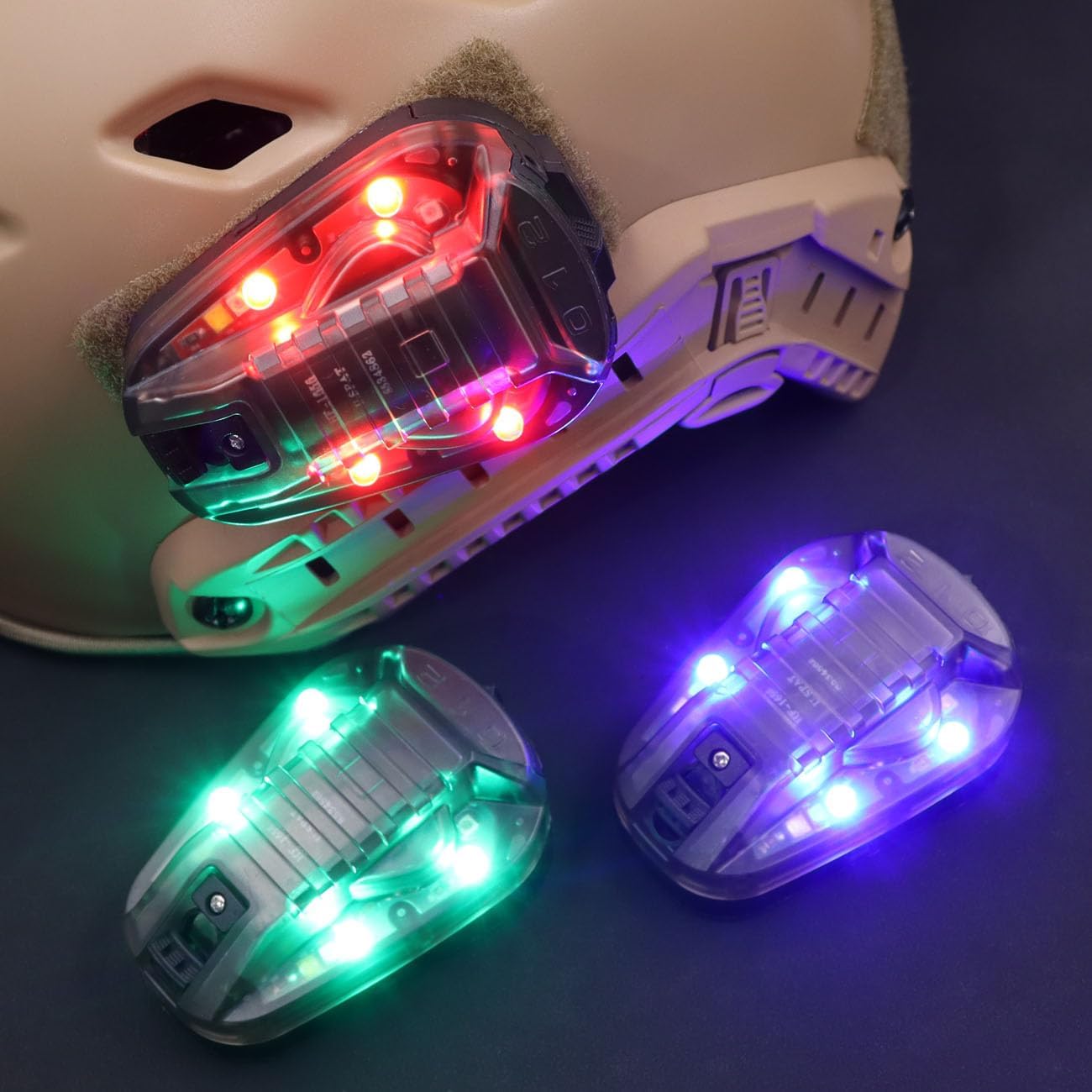 Tactical IR Strobe Helmet Light Military Identification Lights with Visible LED + White Strobe Survival Signal (Black-Red)
