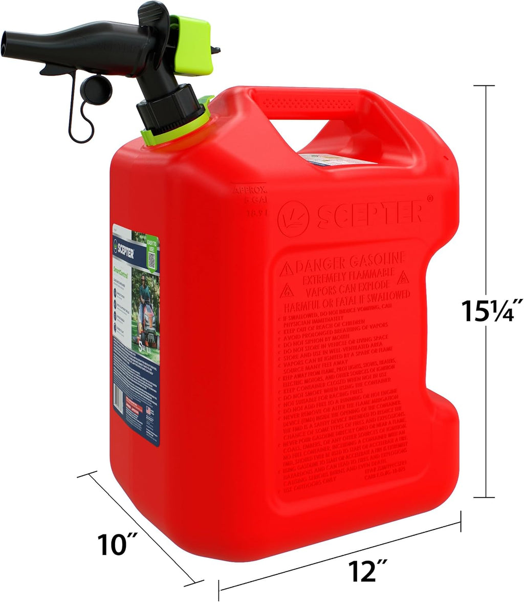 Scepter 5G Gas Can, Spill Proof SmartControl Spout, Spout Extender, 4-Pack