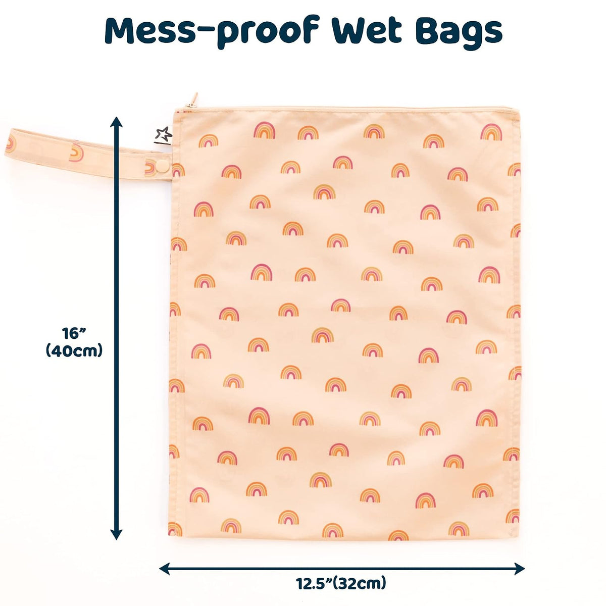 Tiny Twinkle Mess Proof Wet Bags | 2-Pack Reusable Waterproof Wet Bags for Swimsuits | Baby Clothes | Travel & Diaper Bag (Boho Rainbow)