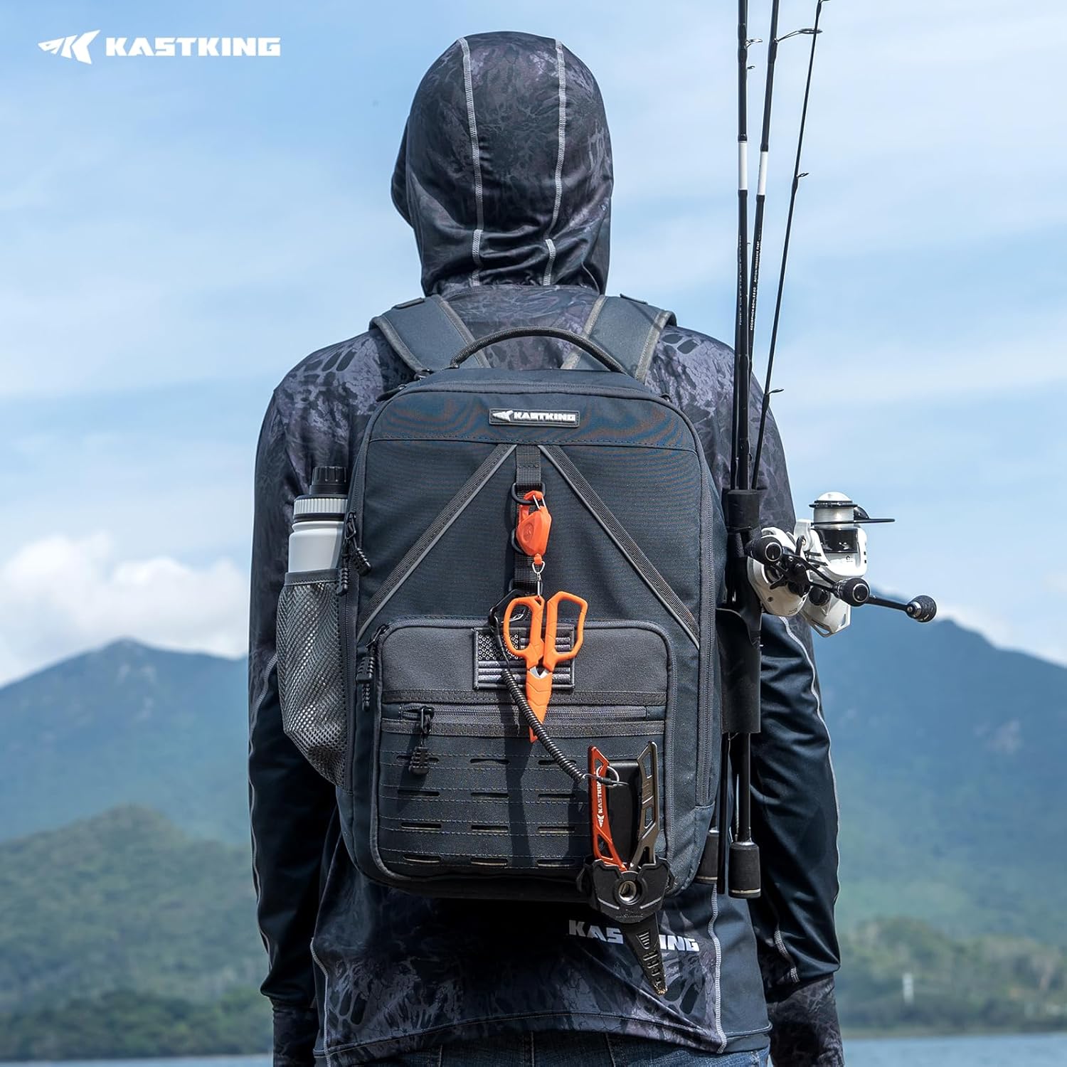 KastKing KastMate Fishing Backpack With 2 Rod Holders, Dark Gray