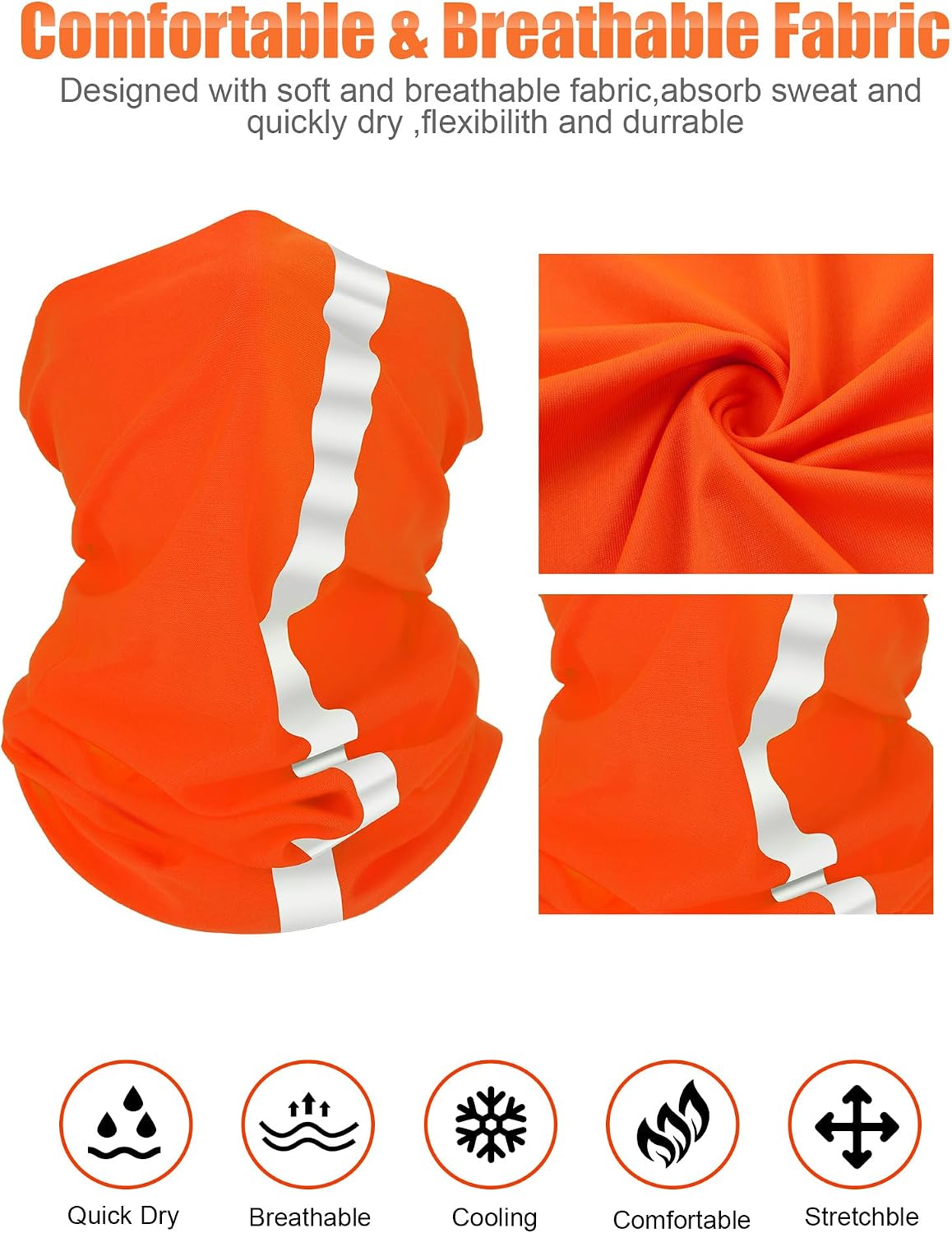 SATINIOR 8 Pack Reflective Neck Gaiters UV Protection Cooling Face Masks