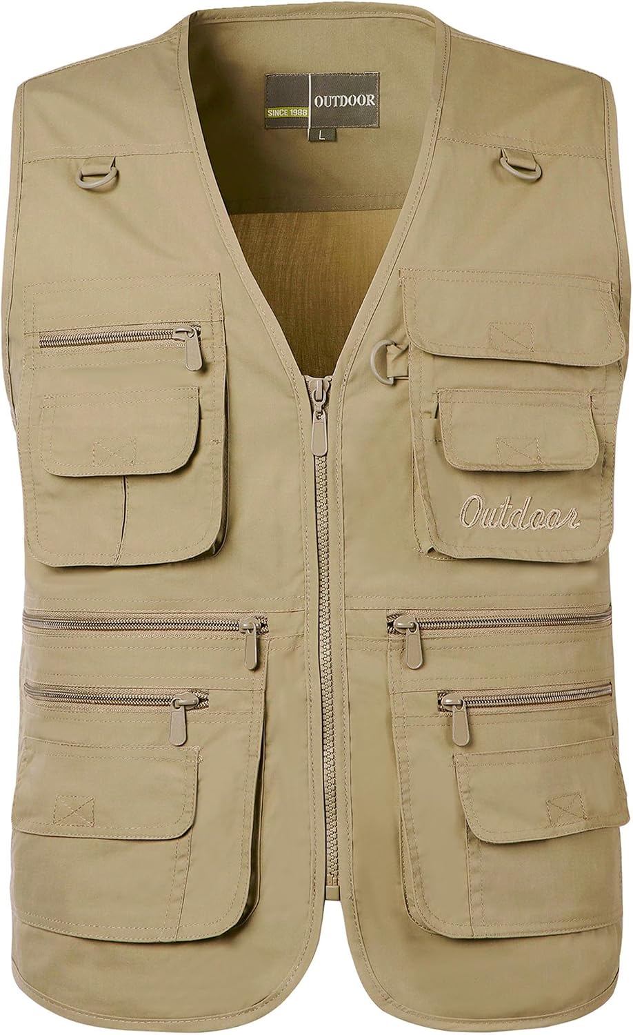 Flygo Men's Fishing Vest Utility Lightweight Outdoor Travel Safari Photo Cargo Vest with 16 Pockets
