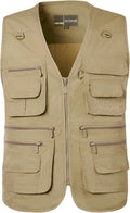 Flygo Men's Fishing Vest Utility Lightweight Outdoor Travel Safari Photo Cargo Vest with 16 Pockets