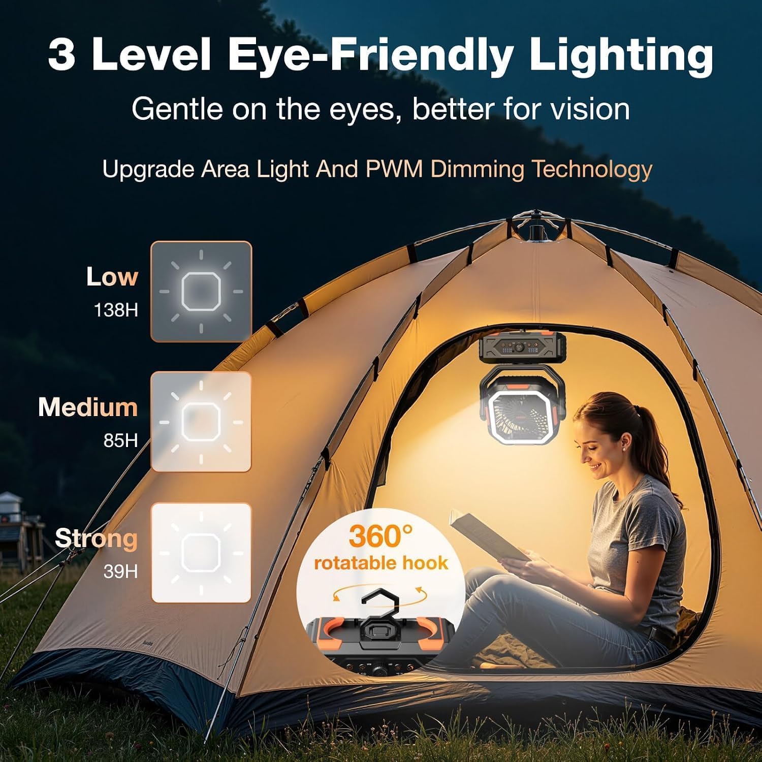 OGERY Camping Fan, Portable Fan Rechargeable with 20000mAh Battery