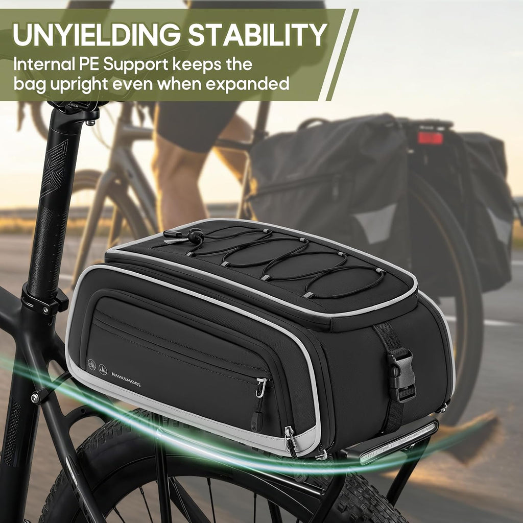 RAINSMORE Bike Bags for Bicycle Rear Rack 15L-23L Expandable Bike Trunk Bag