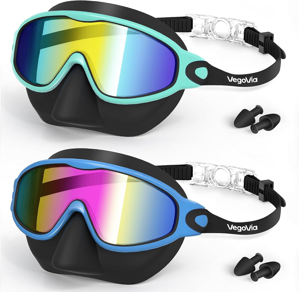 VegoVia 2 Pack Kids Swim Goggles with Nose Cover