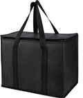 2 pack Additional Bottom Plate Black Insulated Grocery shopping bag , Delivery,pizza,reusable bags, Sturdy zipper,Collapsible,tote,cooler,thermal,Beach,waterproof heavy duty