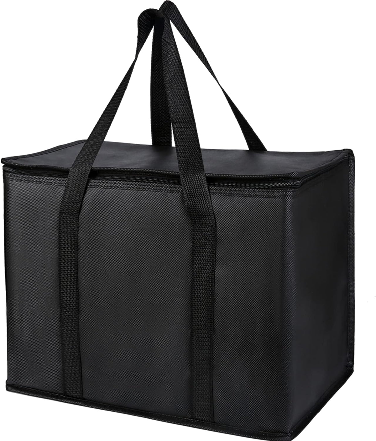 2 pack Additional Bottom Plate Black Insulated Grocery shopping bag , Delivery,pizza,reusable bags, Sturdy zipper,Collapsible,tote,cooler,thermal,Beach,waterproof heavy duty
