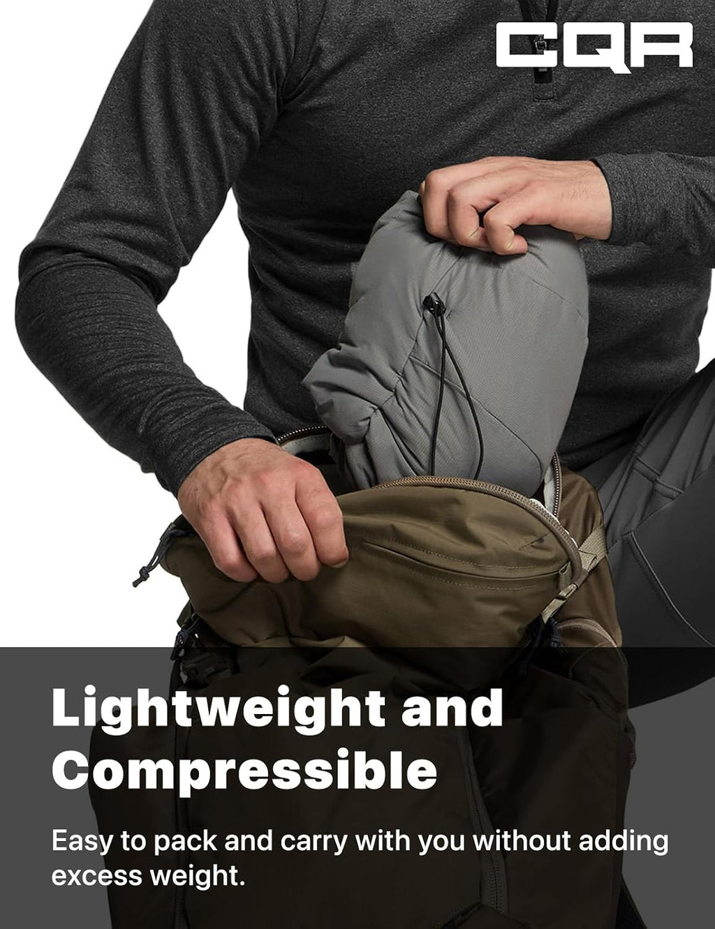 CQR Men's Lightweight Warm Insulated Jacket, Windproof Water Resistant Winter Active Coat for Hiking Work Outdoor Tactical