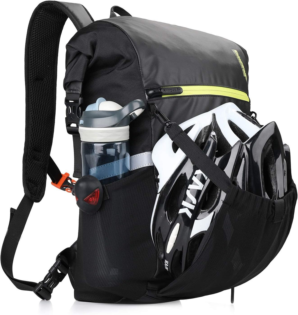 Rhinowalk Bike Pannier Bag Bicycle Bag Convertible Pannier Backpack Shoulder Bag Laptop Pannier Travel Bag Professional Cycling Accessories-Black