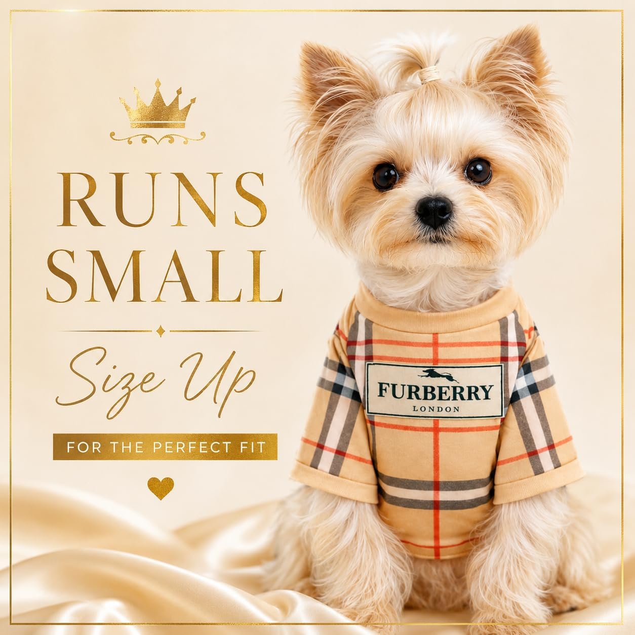 Luxury Designer Dog T Shirt – Trendy Puppy Clothes for Small Dogs, Fashion Pet Tee for French Bulldogs & Chihuahuas, Everything Chic Dog Apparel (FurberryTee, Small)