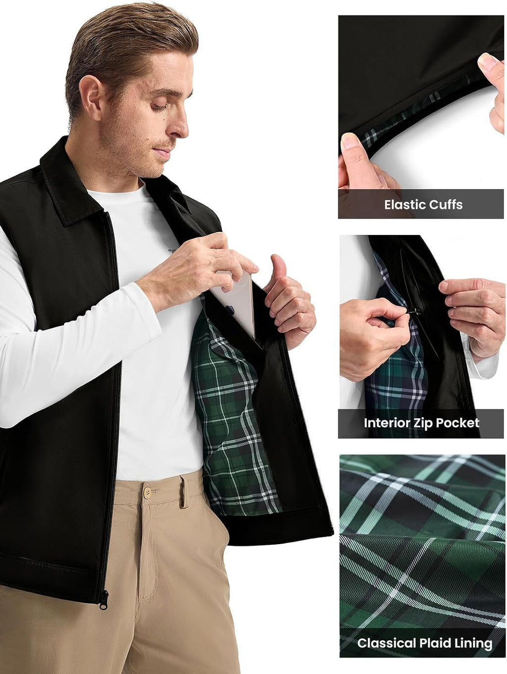 Rdruko Men's Golf Vest Lightweight Summer Casual Zip Windbreaker